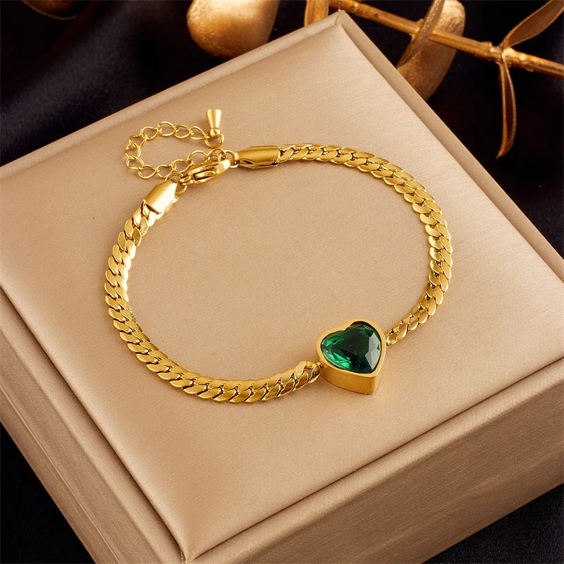COLLAR Y PULSERA DE ACERO INOXIDABLE BAÑADO EN ORO 18K