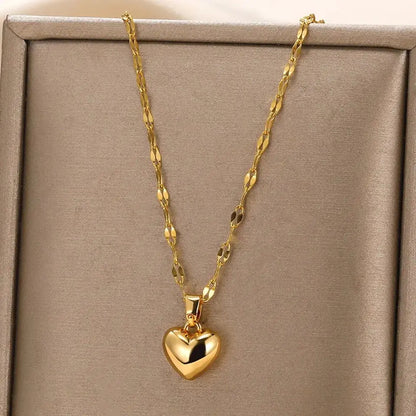 COLLAR BAÑADO EN ORO 18K - Corazón Colgante
