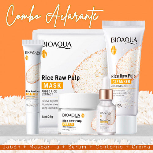 KIT DE LIMPIEZA FACIAL DE ARROZ BIOAQUA X5