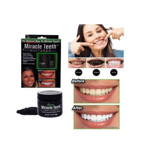 BLANQUEADOR DE DIENTES EN POLVO CON CARBÓN ACTIVADO - MIRACLE TEETH
