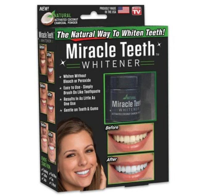 BLANQUEADOR DE DIENTES EN POLVO CON CARBÓN ACTIVADO - MIRACLE TEETH